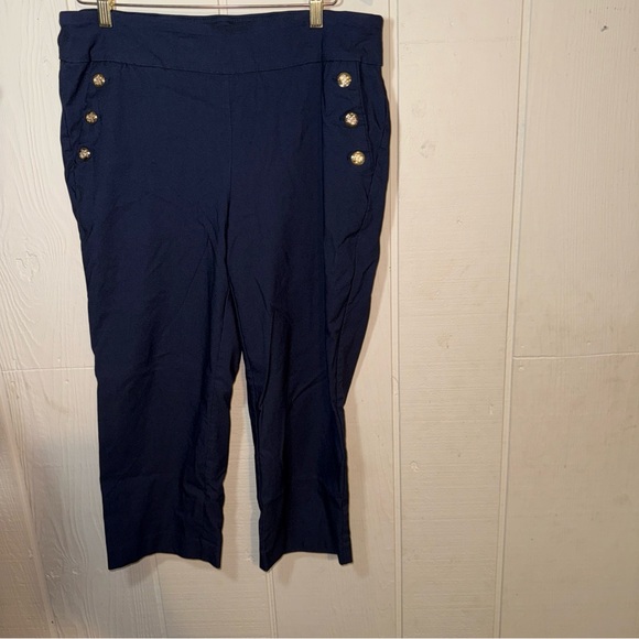 Counterparts Dark Blue Capris Plus Size 2X Womens Dressy Work Pull On - Picture 1 of 8